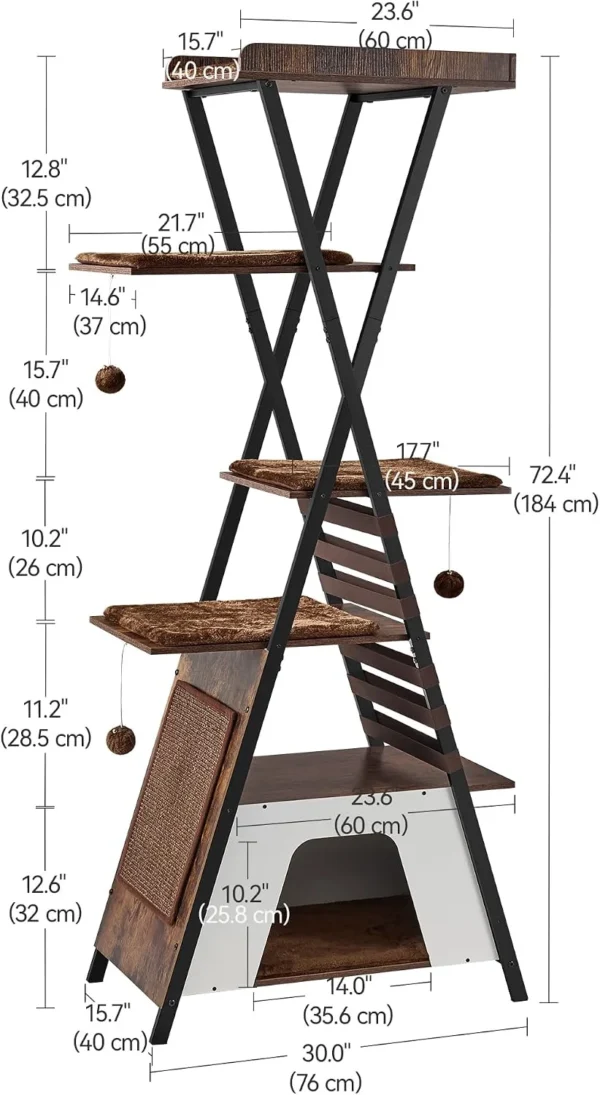 38.2" Modern Multi‑Level Cat Condo