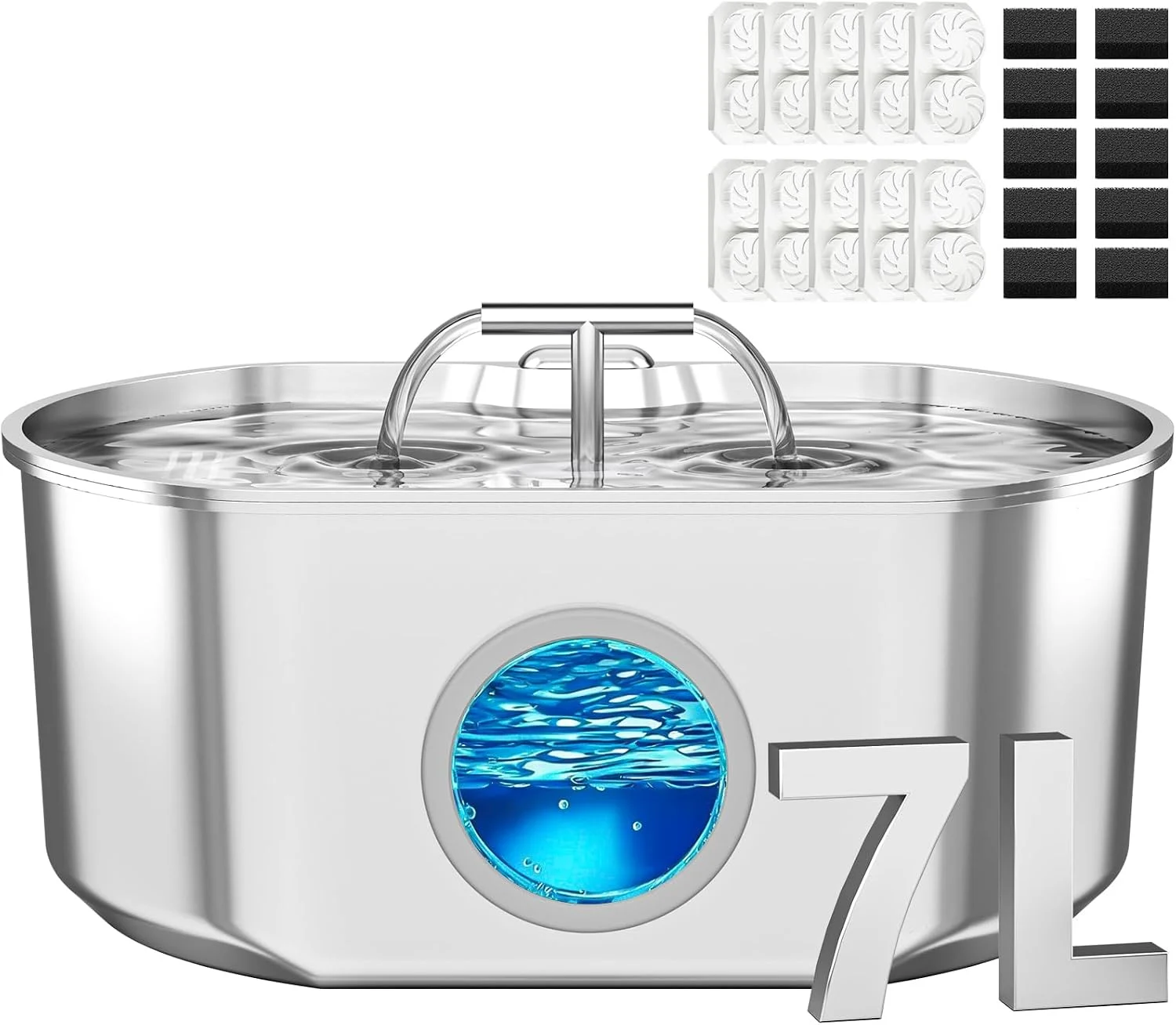7L/236oz Large‑Volume Pet Fountain